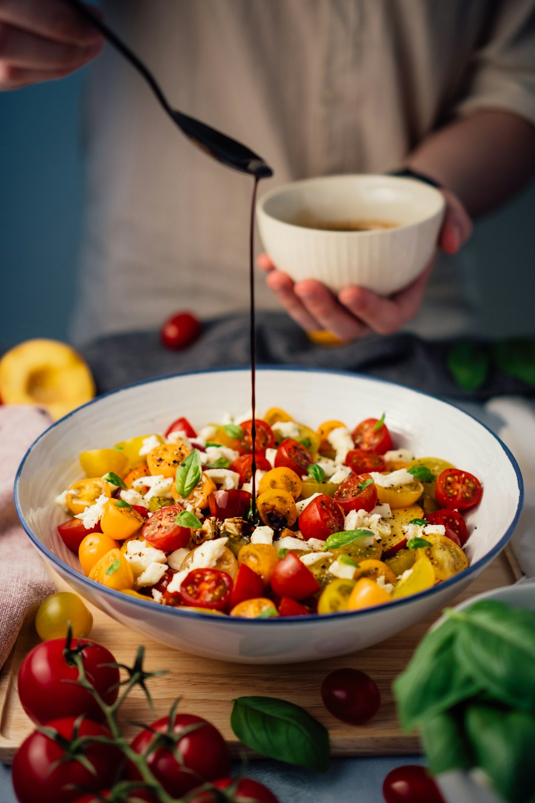 Delicious tomato nectarine salad! During summer tastes best!